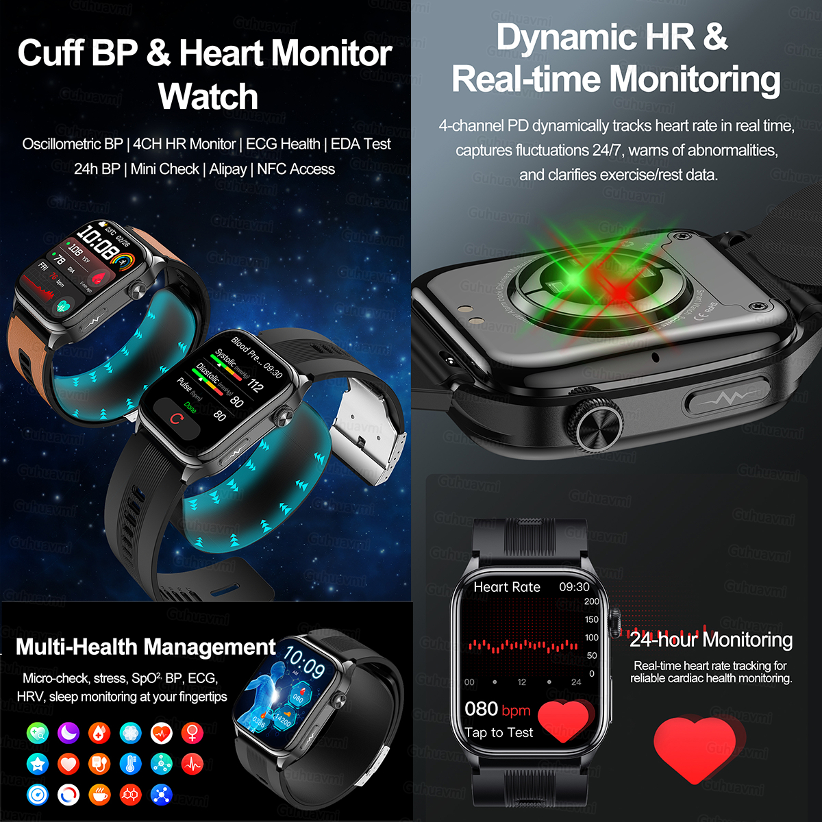 Sapphire Smartwatch AMOLED Scr - مراجعة Fall Detection Watch وسعره
