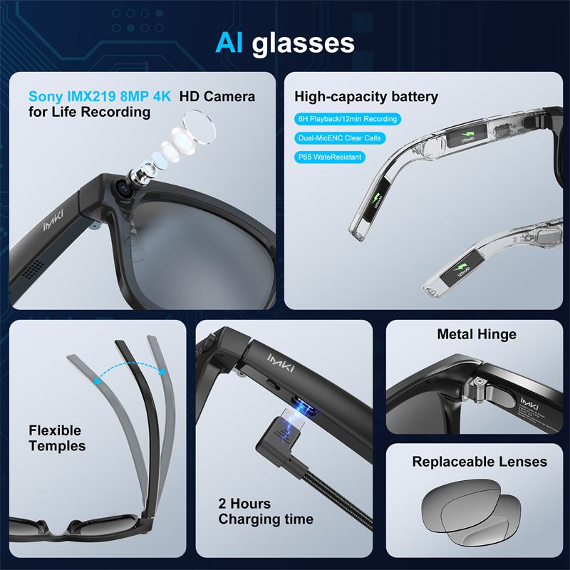 IMIKI Ai Smart Glasses 4K 800W - مراجعة Smart Glasses Lens وسعره