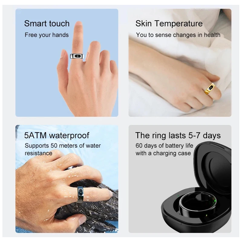 Smart Ring with Charging Case  - مراجعة Temperature Ring Skin وسعره