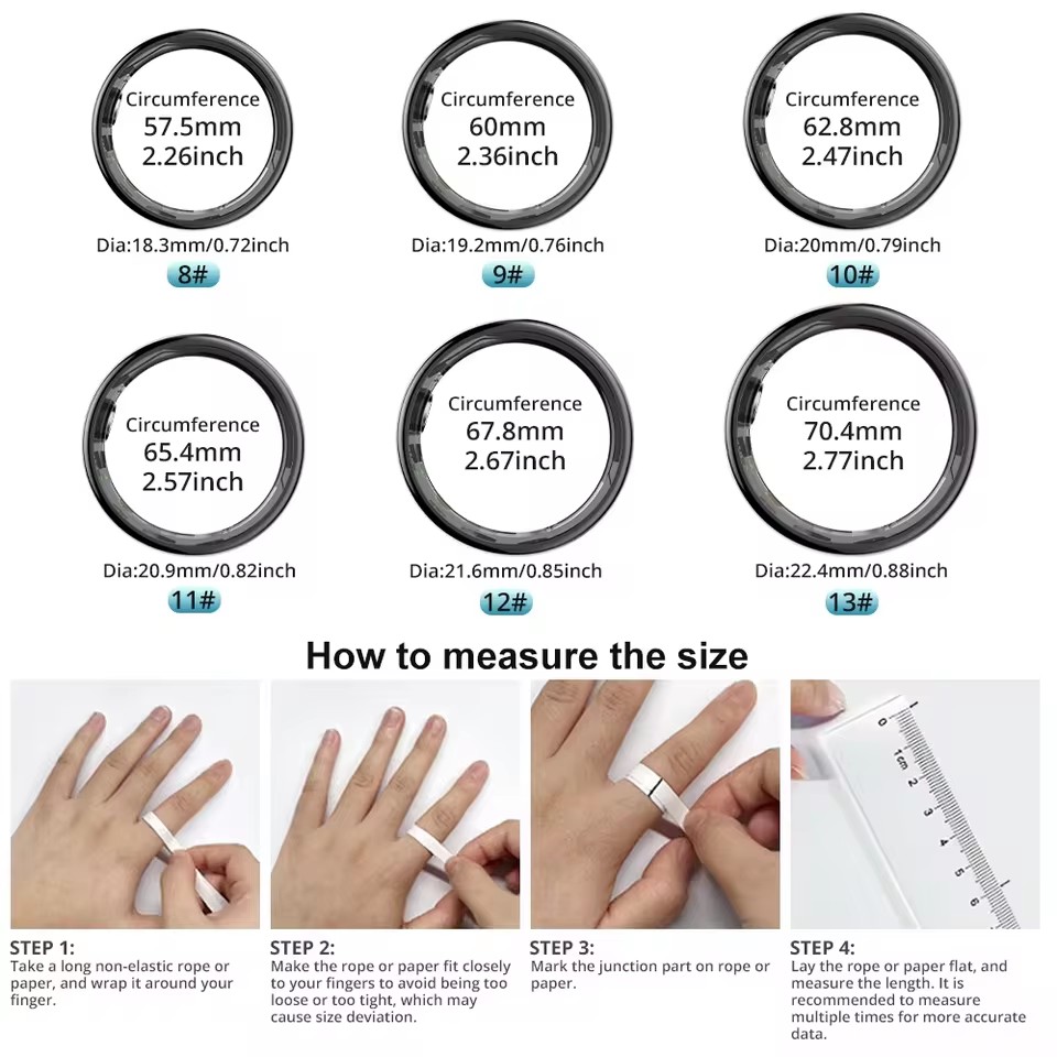 R09 Smart Ring Men Women with  - مراجعة Temperature Ring Skin وسعره