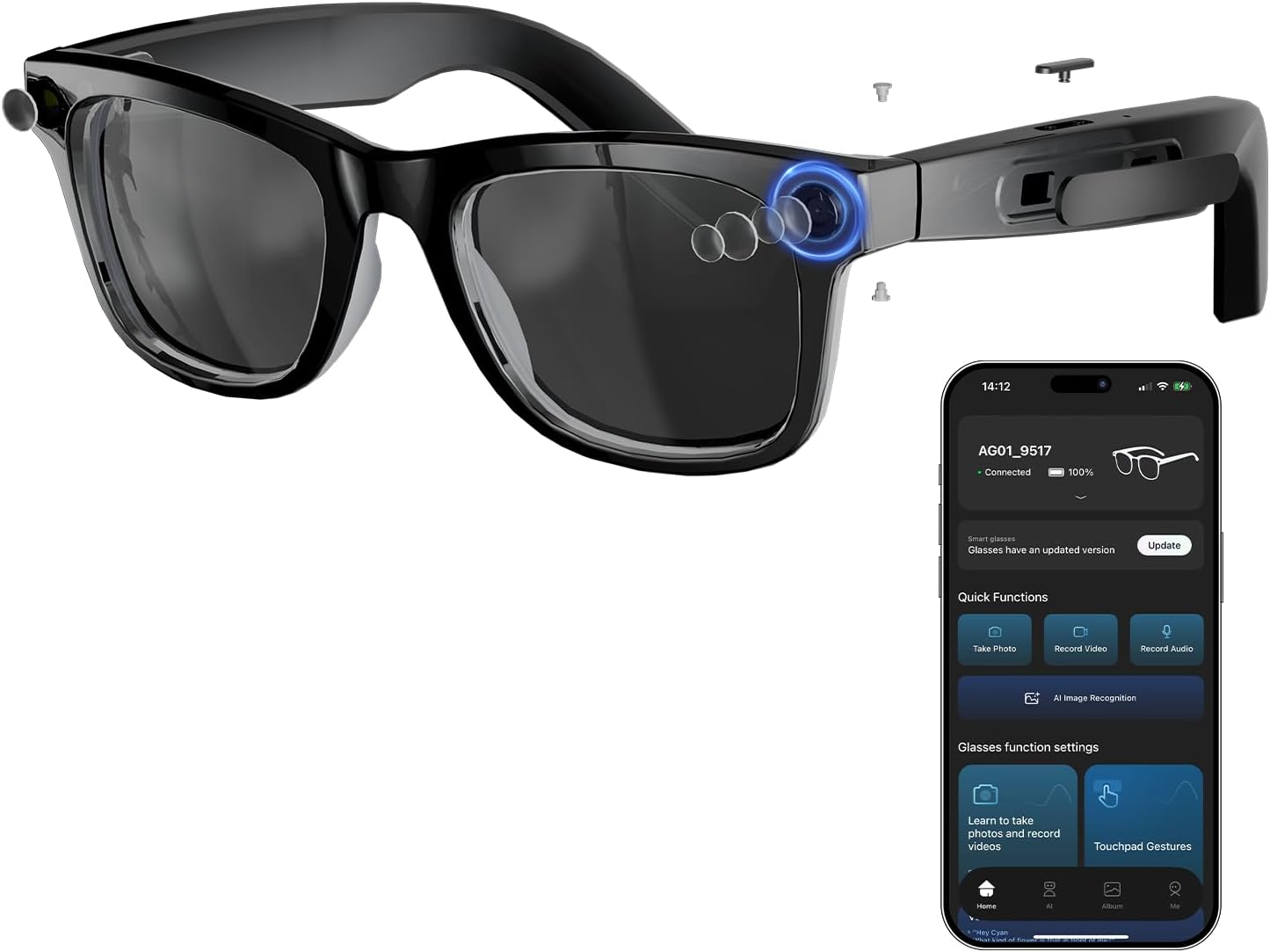 8MP AI Smart Glasses: 1080P Vi - مراجعة Smart Glasses Lens وسعره