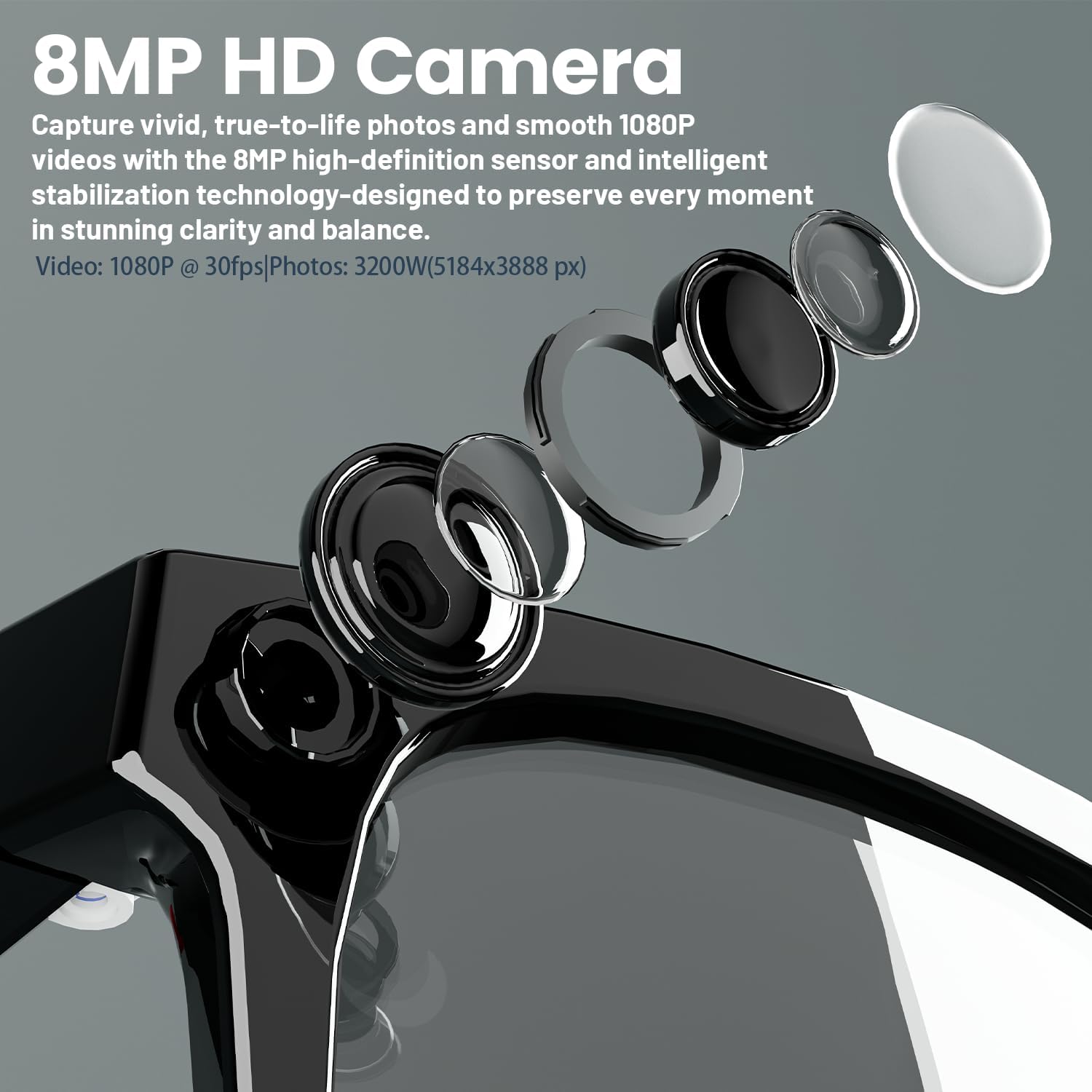 8MP AI Smart Glasses: 1080P Vi - مراجعة Smart Glasses Lens وسعره