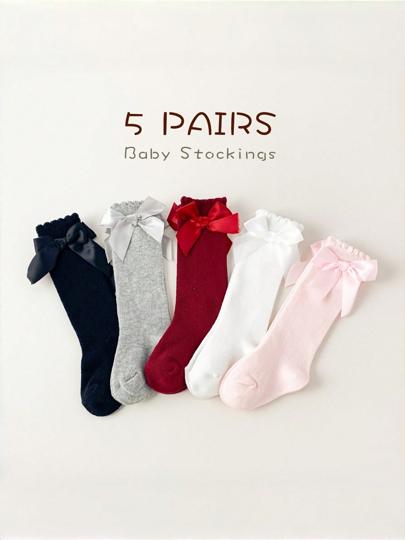 1/5 Pairs Baby Girls Bow Knee  - مراجعة Baby Sock Oximeter وسعره
